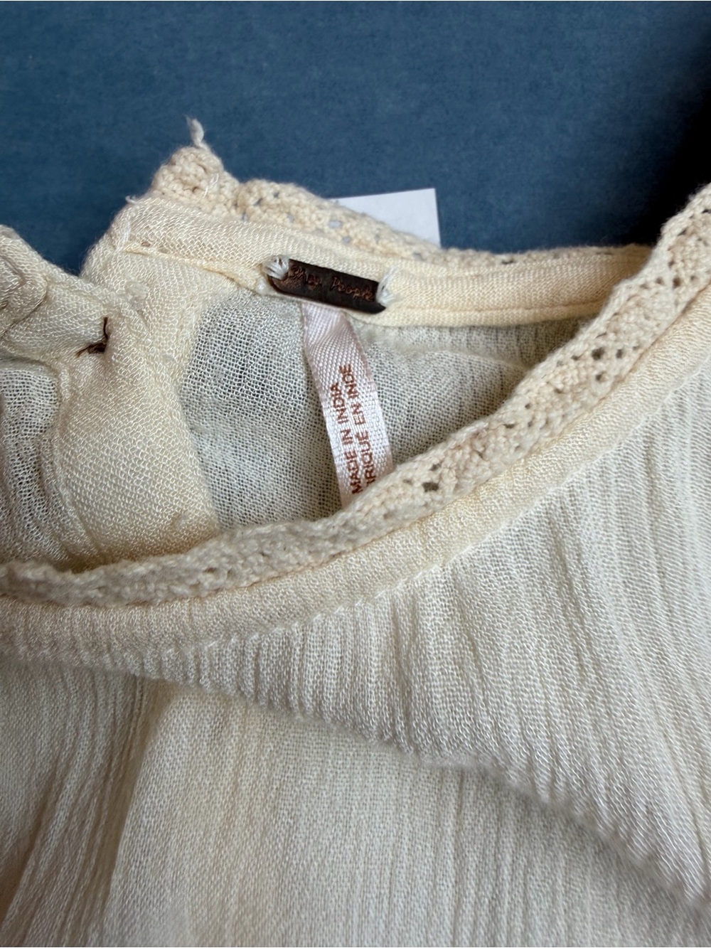 Free People Ivory Gauze Top with Delicate Knit - Picture 7 of 10